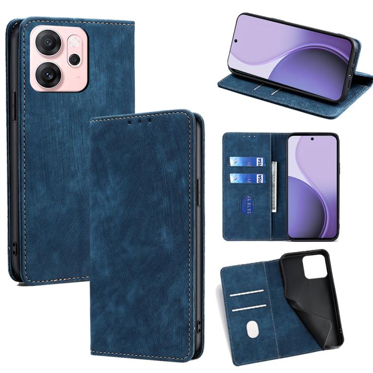 RFID Anti-theft Brush Magnetic Leather Phone Case, For OPPO Find X9 Pro 5G, For OPPO K13 Turbo Pro 5G, For OPPO Reno14 F 5G, For OPPO A5x 5G Global