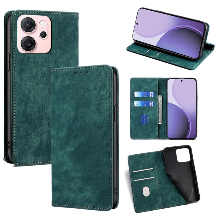 RFID Anti-theft Brush Magnetic Leather Phone Case, For OPPO Find X9 Pro 5G, For OPPO K13 Turbo Pro 5G, For OPPO Reno14 F 5G, For OPPO A5x 5G Global