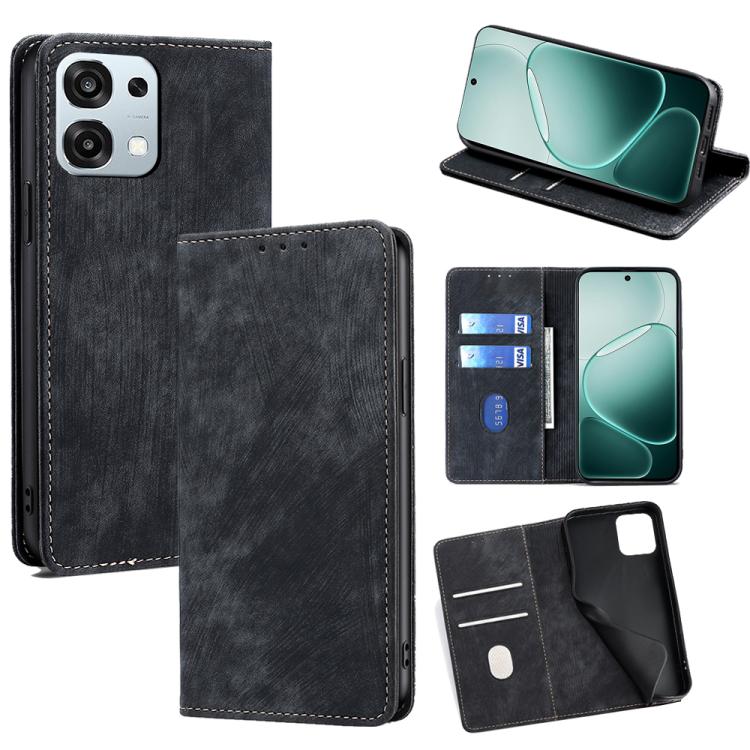 RFID Anti-theft Brush Magnetic Leather Phone Case, For OPPO A6x 4G Global, For OPPO Reno15 5G Global, For OPPO Find X9 5G, For OPPO F31 5G
