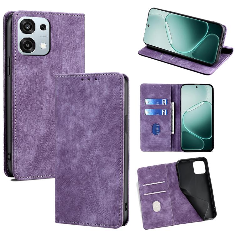 RFID Anti-theft Brush Magnetic Leather Phone Case, For OPPO A6x 4G Global, For OPPO Reno15 5G Global, For OPPO Find X9 5G, For OPPO F31 5G