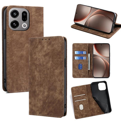 RFID Anti-theft Brush Magnetic Leather Phone Case, For OPPO A6x 4G Global, For OPPO Reno15 5G Global, For OPPO Find X9 5G, For OPPO F31 5G