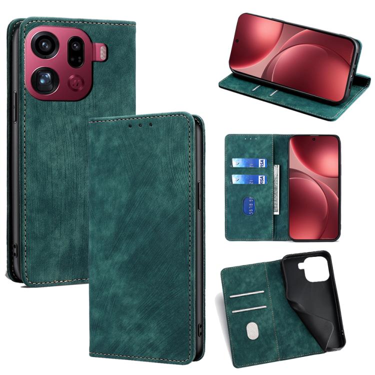 RFID Anti-theft Brush Magnetic Leather Phone Case, For OPPO Find X9 Pro 5G, For OPPO K13 Turbo Pro 5G, For OPPO Reno14 F 5G, For OPPO A5x 5G Global