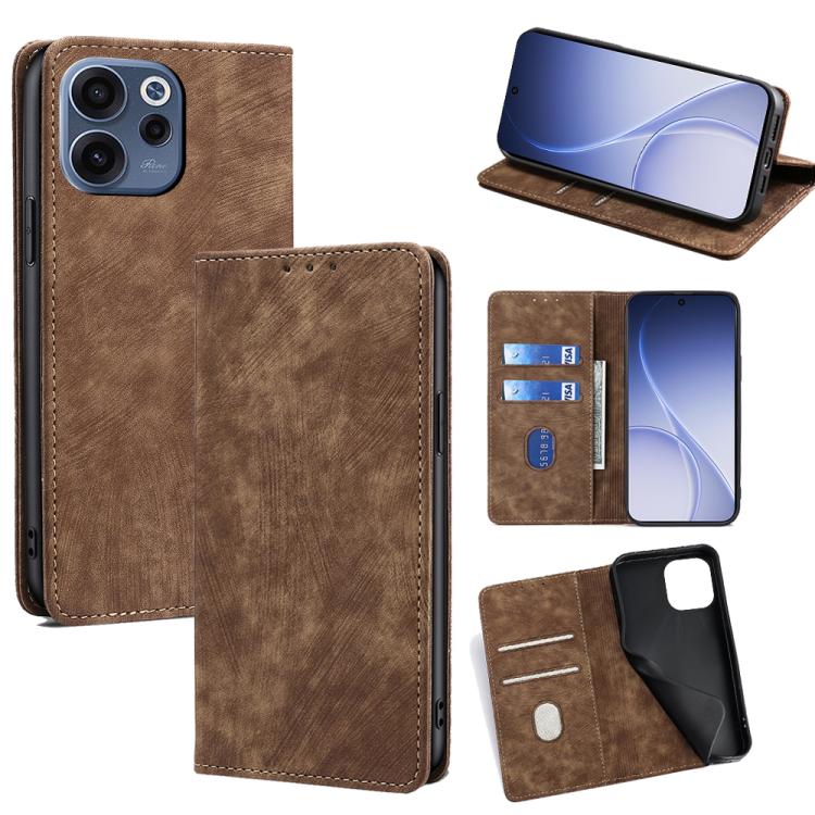 RFID Anti-theft Brush Magnetic Leather Phone Case, For OPPO Find X9s Pro 5G, For OPPO Find X9 Ultra 5G, For OPPO A6s 4G, For OPPO Reno15 F 5G