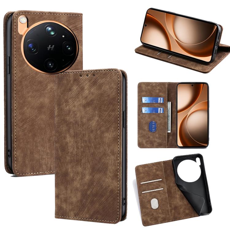 RFID Anti-theft Brush Magnetic Leather Phone Case, For OPPO Find X9s Pro 5G, For OPPO Find X9 Ultra 5G, For OPPO A6s 4G, For OPPO Reno15 F 5G