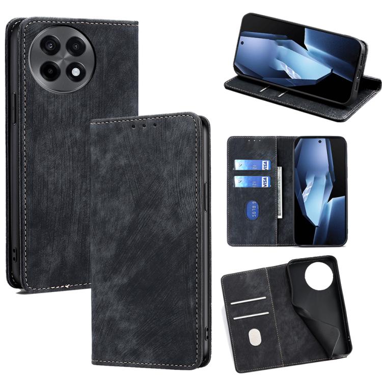 RFID Anti-theft Brush Magnetic Leather Phone Case, For OnePlus Ace 5 Ultra / Nord 5, For OnePlus Ace 5 Racing / Nord CE5, For OnePlus Ace 5 / 5 Pro, For OnePlus Ace 3 Pro 5G