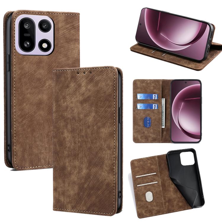 RFID Anti-theft Brush Magnetic Leather Phone Case, For OnePlus 15T 5G, For OnePlus Turbo 6 / 6V, For OnePlus Ace 6, For OnePlus 15 5G