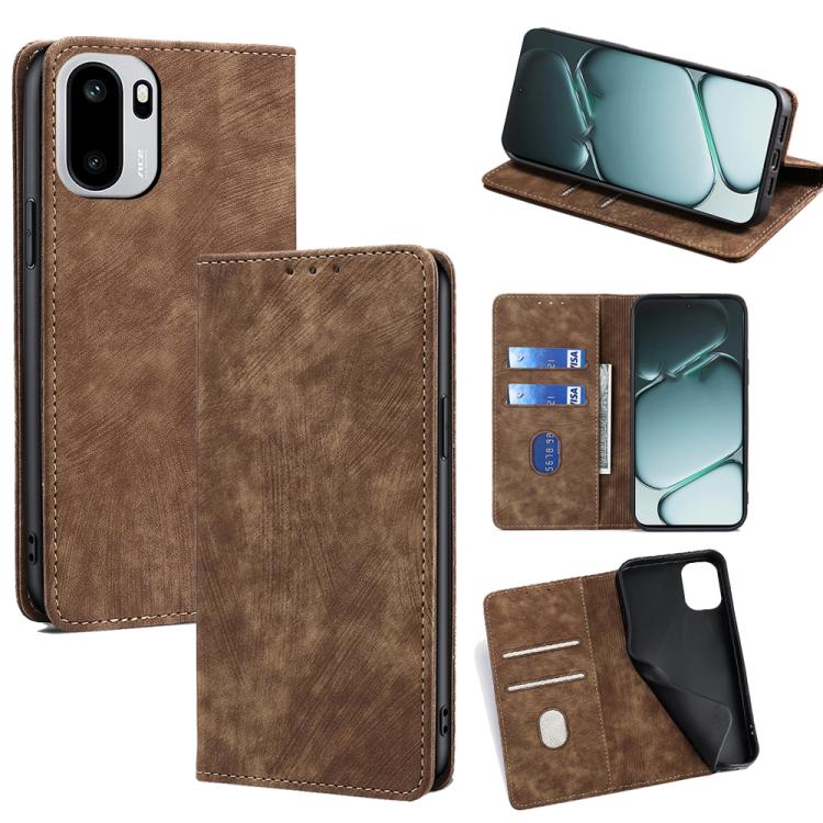 RFID Anti-theft Brush Magnetic Leather Phone Case, For OnePlus 15T 5G, For OnePlus Turbo 6 / 6V, For OnePlus Ace 6, For OnePlus 15 5G