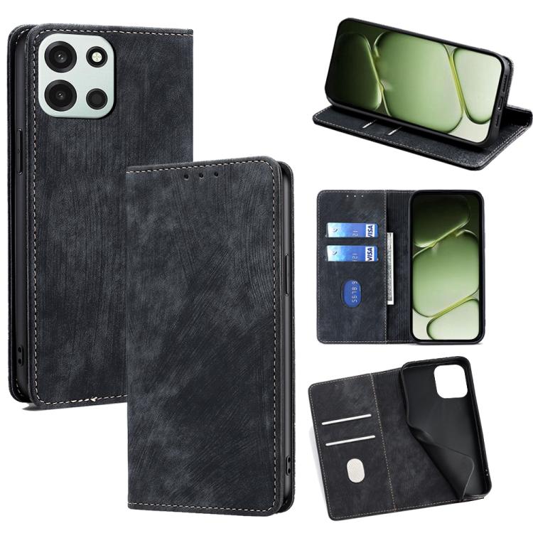 RFID Anti-theft Brush Magnetic Leather Phone Case, For OnePlus 15T 5G, For OnePlus Turbo 6 / 6V, For OnePlus Ace 6, For OnePlus 15 5G