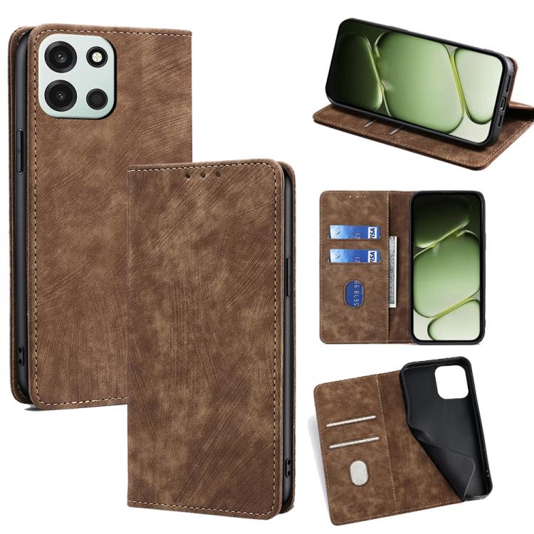 RFID Anti-theft Brush Magnetic Leather Phone Case, For OnePlus 15T 5G, For OnePlus Turbo 6 / 6V, For OnePlus Ace 6, For OnePlus 15 5G
