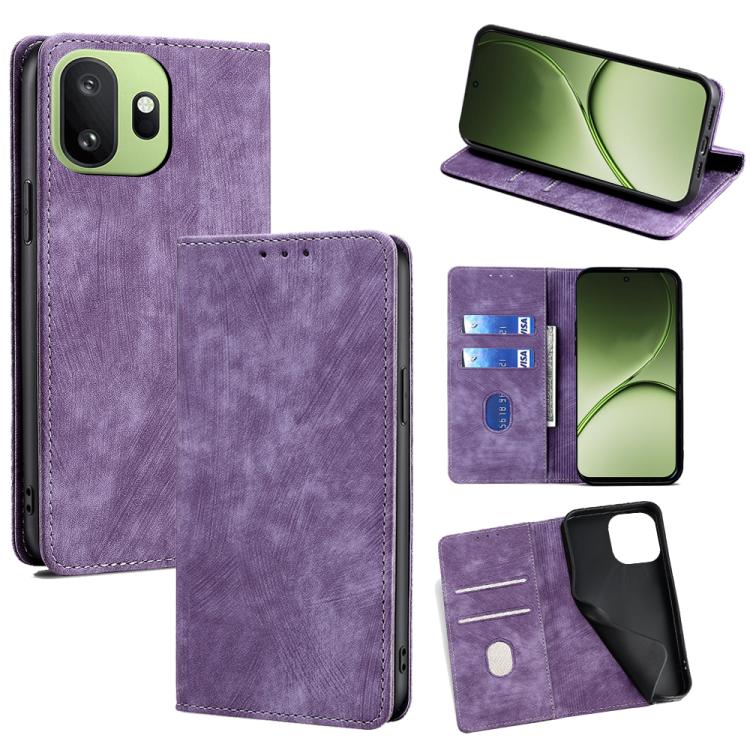RFID Anti-theft Brush Magnetic Leather Phone Case, For OnePlus 15T 5G, For OnePlus Turbo 6 / 6V, For OnePlus Ace 6, For OnePlus 15 5G