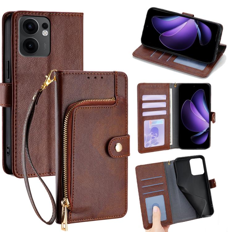 Zipper Bag Leather Phone Case, For OPPO Reno13 F 5G / 4G, For OPPO A3 5G India, For OPPO Reno12 F 5G, For OPPO A3 Pro 5G India, For OPPO Reno12 5G Global, For OPPO A60 4G Global