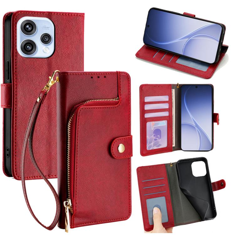 Zipper Bag Leather Phone Case, For OPPO Find X9s Pro 5G, For OPPO Find X9 Ultra 5G, For OPPO A6s 4G, For OPPO Reno15 F 5G, For OPPO A6x 4G Global, For OPPO Reno15 5G Global