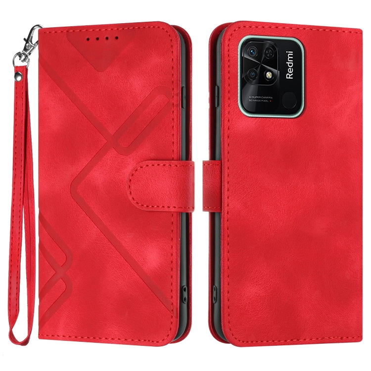 Line Pattern Skin Feel Leather Phone Case, For Xiaomi Redmi 10 Power, For Xiaomi Redmi 10A 4G, For Xiaomi Redmi 10C Global/10 India, For Xiaomi Redmi Note 11S 4G Global