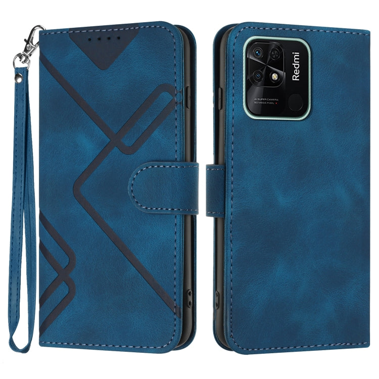 Line Pattern Skin Feel Leather Phone Case, For Xiaomi Redmi 10 Power, For Xiaomi Redmi 10A 4G, For Xiaomi Redmi 10C Global/10 India, For Xiaomi Redmi Note 11S 4G Global