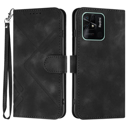 Line Pattern Skin Feel Leather Phone Case, For Xiaomi Redmi 10 Power, For Xiaomi Redmi 10A 4G, For Xiaomi Redmi 10C Global/10 India, For Xiaomi Redmi Note 11S 4G Global