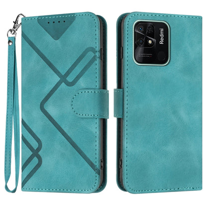 Line Pattern Skin Feel Leather Phone Case, For Xiaomi Redmi 10 Power, For Xiaomi Redmi 10A 4G, For Xiaomi Redmi 10C Global/10 India, For Xiaomi Redmi Note 11S 4G Global