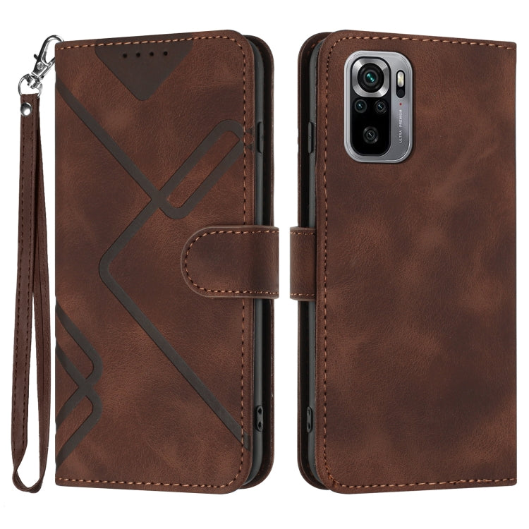 Line Pattern Skin Feel Leather Phone Case, For Xiaomi Redmi Note 10S 4G Global, For Xiaomi Redmi Note 10 Pro Max, For Xiaomi Redmi Note 10 Pro 4G Global, For Xiaomi Redmi Note 10 4G Global