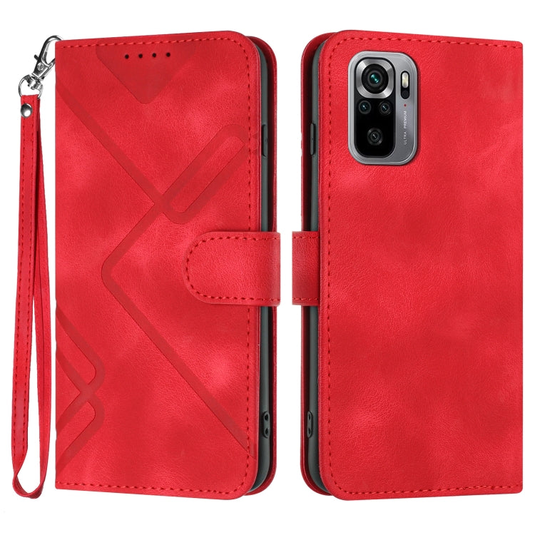 Line Pattern Skin Feel Leather Phone Case, For Xiaomi Poco M5, For Xiaomi Poco M5s 4G Global, For Xiaomi Redmi Note 11 Pro 4G/5G Global, For Xiaomi Redmi Note 11SE 4G India