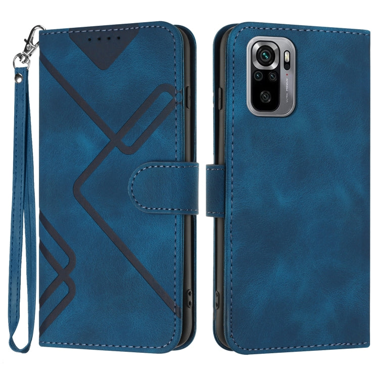 Line Pattern Skin Feel Leather Phone Case, For Xiaomi Poco M5, For Xiaomi Poco M5s 4G Global, For Xiaomi Redmi Note 11 Pro 4G/5G Global, For Xiaomi Redmi Note 11SE 4G India