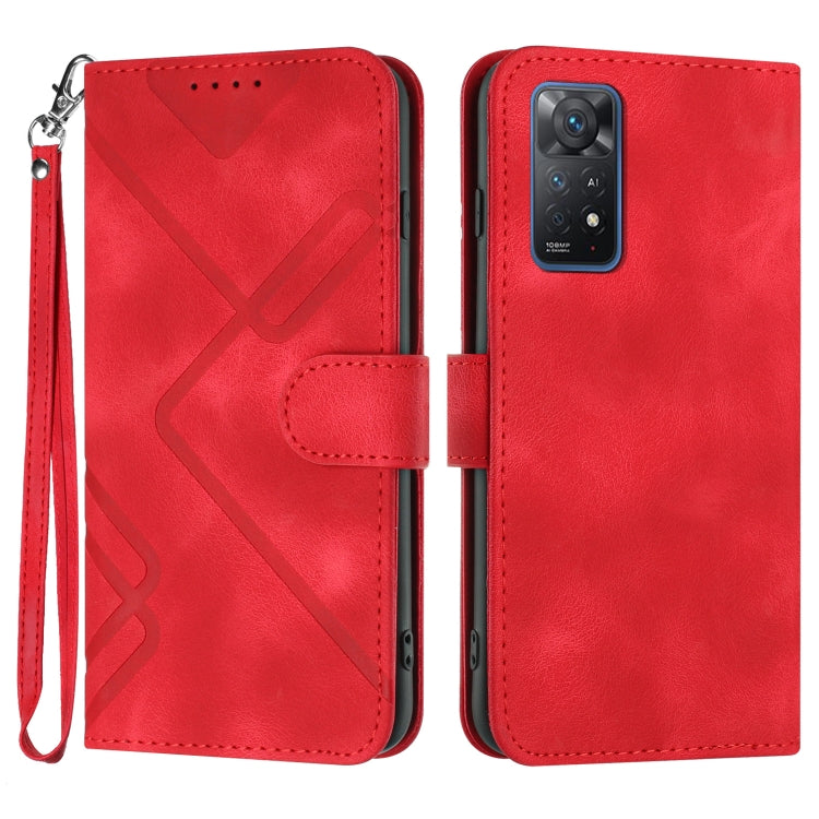 Line Pattern Skin Feel Leather Phone Case, For Xiaomi Poco M5, For Xiaomi Poco M5s 4G Global, For Xiaomi Redmi Note 11 Pro 4G/5G Global, For Xiaomi Redmi Note 11SE 4G India