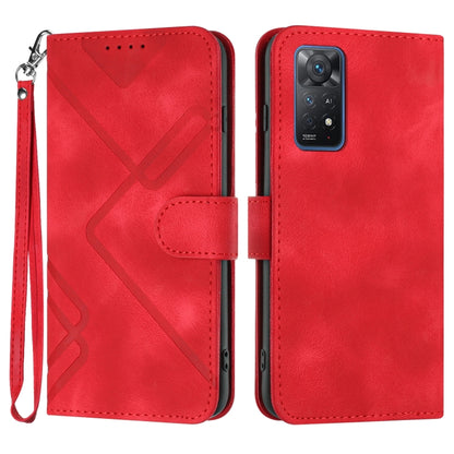 Line Pattern Skin Feel Leather Phone Case, For Xiaomi Poco M5, For Xiaomi Poco M5s 4G Global, For Xiaomi Redmi Note 11 Pro 4G/5G Global, For Xiaomi Redmi Note 11SE 4G India