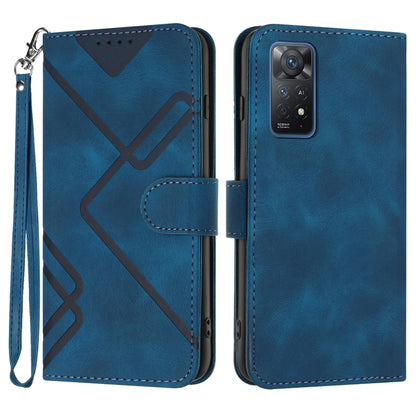 Line Pattern Skin Feel Leather Phone Case, For Xiaomi Poco M5, For Xiaomi Poco M5s 4G Global, For Xiaomi Redmi Note 11 Pro 4G/5G Global, For Xiaomi Redmi Note 11SE 4G India