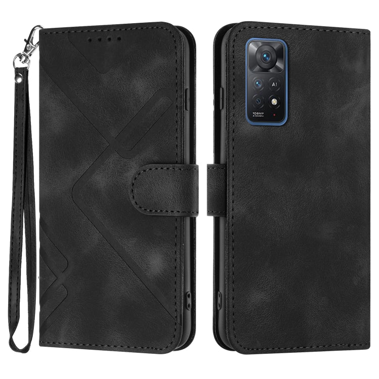 Line Pattern Skin Feel Leather Phone Case, For Xiaomi Poco M5, For Xiaomi Poco M5s 4G Global, For Xiaomi Redmi Note 11 Pro 4G/5G Global, For Xiaomi Redmi Note 11SE 4G India