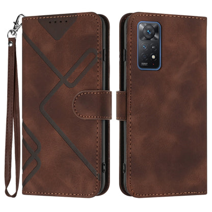 Line Pattern Skin Feel Leather Phone Case, For Xiaomi Poco M5, For Xiaomi Poco M5s 4G Global, For Xiaomi Redmi Note 11 Pro 4G/5G Global, For Xiaomi Redmi Note 11SE 4G India