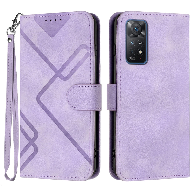 Line Pattern Skin Feel Leather Phone Case, For Xiaomi Poco M5, For Xiaomi Poco M5s 4G Global, For Xiaomi Redmi Note 11 Pro 4G/5G Global, For Xiaomi Redmi Note 11SE 4G India