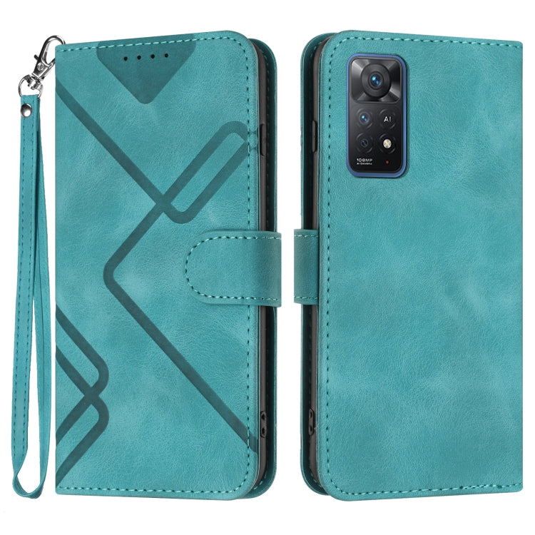 Line Pattern Skin Feel Leather Phone Case, For Xiaomi Poco M5, For Xiaomi Poco M5s 4G Global, For Xiaomi Redmi Note 11 Pro 4G/5G Global, For Xiaomi Redmi Note 11SE 4G India