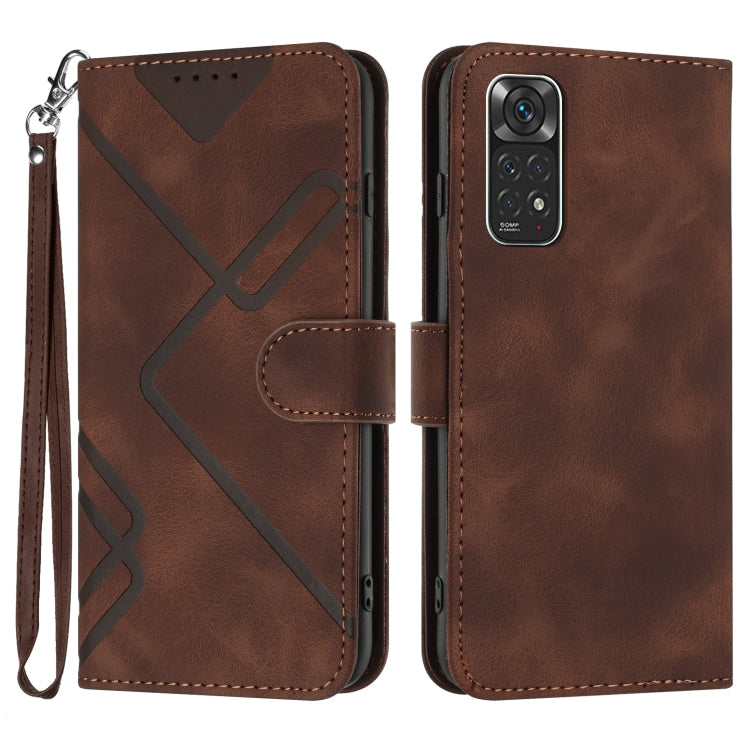 Line Pattern Skin Feel Leather Phone Case, For Xiaomi Redmi 10 Power, For Xiaomi Redmi 10A 4G, For Xiaomi Redmi 10C Global/10 India, For Xiaomi Redmi Note 11S 4G Global