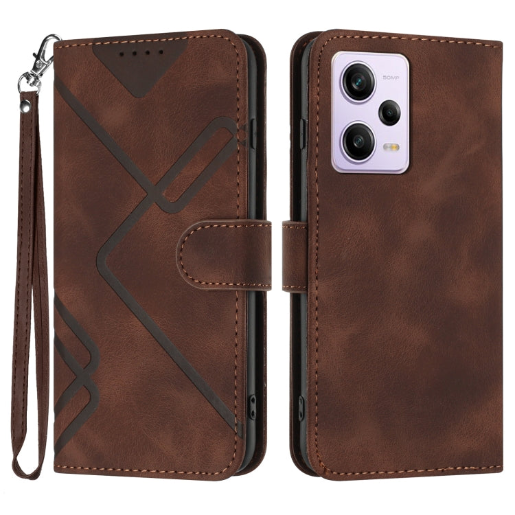 Line Pattern Skin Feel Leather Phone Case, For Xiaomi Redmi Note 12 4G Global, For Xiaomi Redmi Note 12 Pro+ 4G/5G Global, For Xiaomi Redmi Note 12 5G Global, For Xiaomi 13 Pro