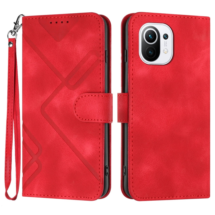 Line Pattern Skin Feel Leather Phone Case, For Xiaomi Redmi 9A/9AT/9i, For Xiaomi Redmi 9/9 Prime/Poco M2, For Xiaomi Mi 11 Lite 4G/5G, For Xiaomi Redmi Note 10 5G