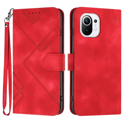 Line Pattern Skin Feel Leather Phone Case, For Xiaomi Redmi 9A/9AT/9i, For Xiaomi Redmi 9/9 Prime/Poco M2, For Xiaomi Mi 11 Lite 4G/5G, For Xiaomi Redmi Note 10 5G