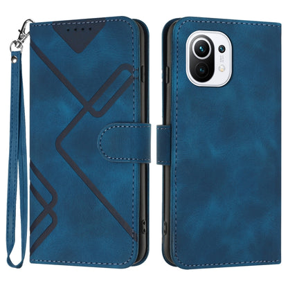 Line Pattern Skin Feel Leather Phone Case, For Xiaomi Redmi 9A/9AT/9i, For Xiaomi Redmi 9/9 Prime/Poco M2, For Xiaomi Mi 11 Lite 4G/5G, For Xiaomi Redmi Note 10 5G