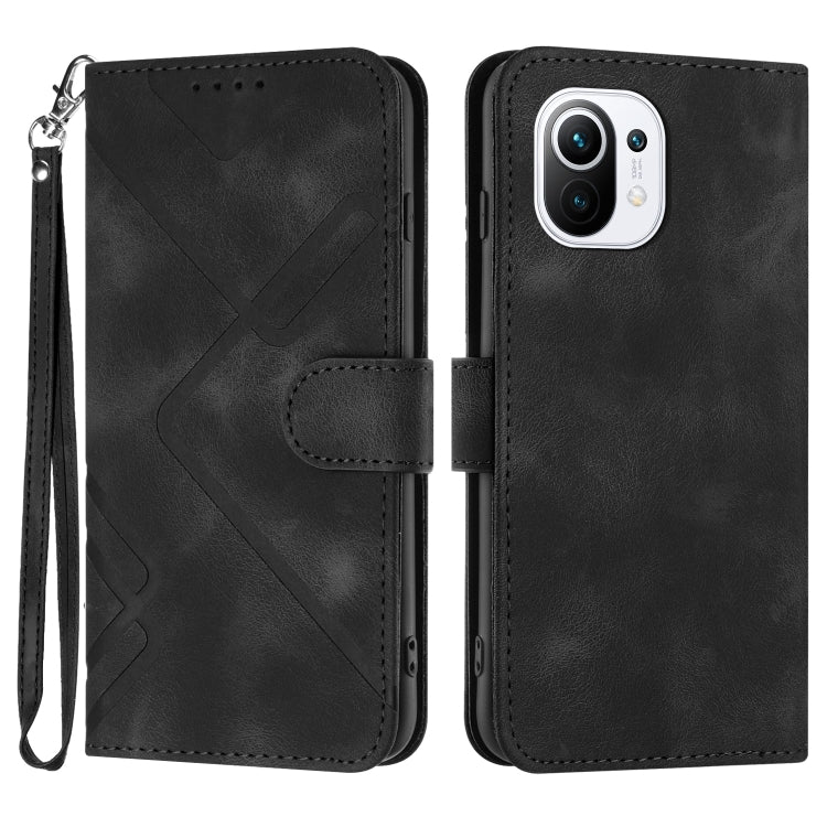 Line Pattern Skin Feel Leather Phone Case, For Xiaomi Redmi 9A/9AT/9i, For Xiaomi Redmi 9/9 Prime/Poco M2, For Xiaomi Mi 11 Lite 4G/5G, For Xiaomi Redmi Note 10 5G