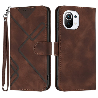 Line Pattern Skin Feel Leather Phone Case, For Xiaomi Redmi 9A/9AT/9i, For Xiaomi Redmi 9/9 Prime/Poco M2, For Xiaomi Mi 11 Lite 4G/5G, For Xiaomi Redmi Note 10 5G