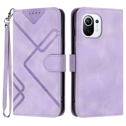 Line Pattern Skin Feel Leather Phone Case, For Xiaomi Redmi 9A/9AT/9i, For Xiaomi Redmi 9/9 Prime/Poco M2, For Xiaomi Mi 11 Lite 4G/5G, For Xiaomi Redmi Note 10 5G