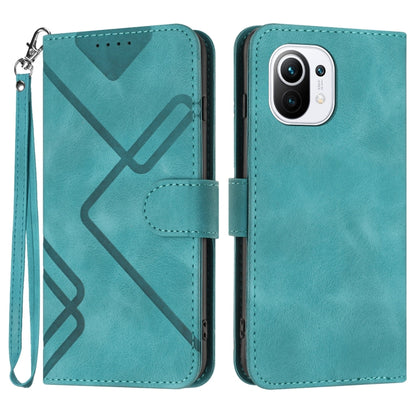 Line Pattern Skin Feel Leather Phone Case, For Xiaomi Redmi 9A/9AT/9i, For Xiaomi Redmi 9/9 Prime/Poco M2, For Xiaomi Mi 11 Lite 4G/5G, For Xiaomi Redmi Note 10 5G