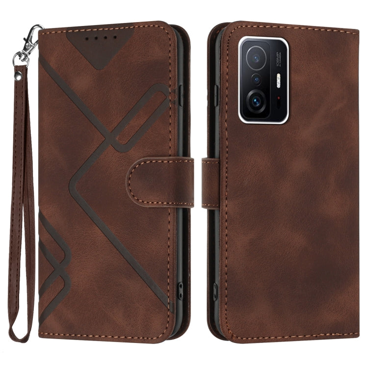 Line Pattern Skin Feel Leather Phone Case, For Xiaomi Redmi 10/10 2022/10 Prime, For Xiaomi Poco F3/11i/Redmi K40, For Xiaomi Redmi Note 11 4G Global, For Xiaomi 11T/11T Pro