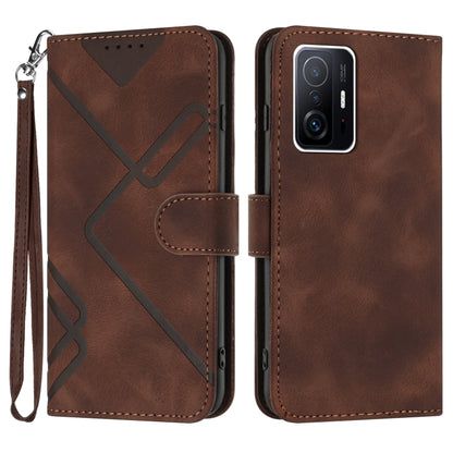 Line Pattern Skin Feel Leather Phone Case, For Xiaomi Redmi 10/10 2022/10 Prime, For Xiaomi Poco F3/11i/Redmi K40, For Xiaomi Redmi Note 11 4G Global, For Xiaomi 11T/11T Pro