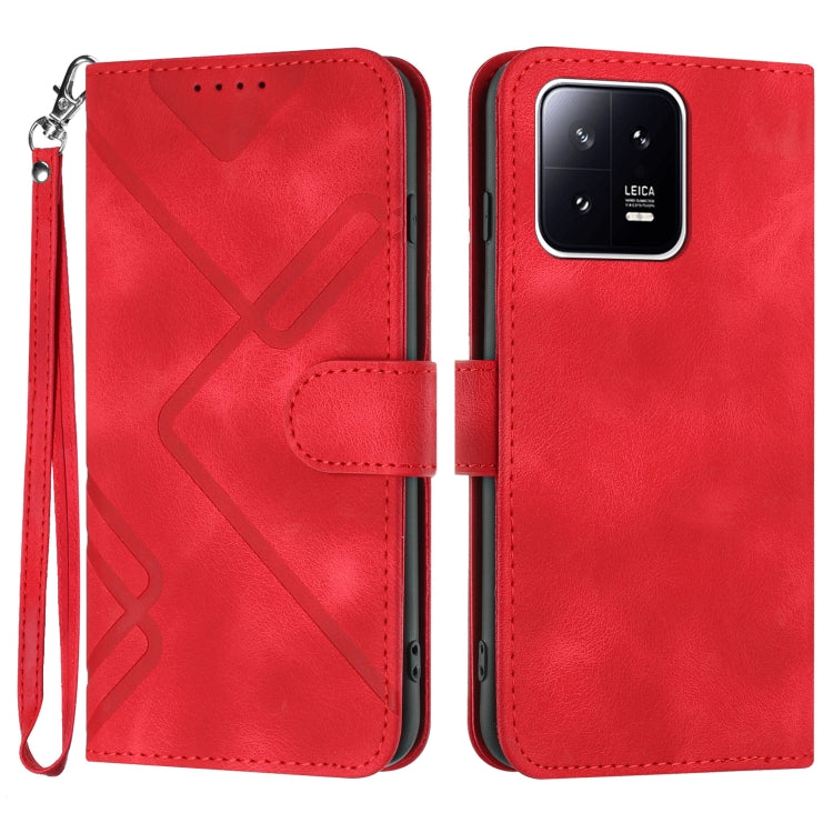 Line Pattern Skin Feel Leather Phone Case, For Xiaomi Redmi Note 12 4G Global, For Xiaomi Redmi Note 12 Pro+ 4G/5G Global, For Xiaomi Redmi Note 12 5G Global, For Xiaomi 13 Pro