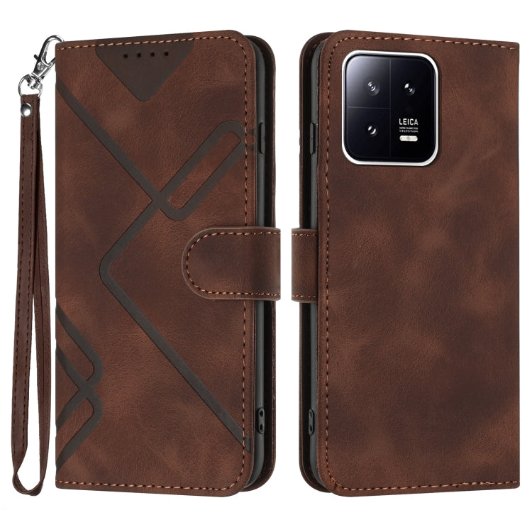 Line Pattern Skin Feel Leather Phone Case, For Xiaomi Redmi Note 12 4G Global, For Xiaomi Redmi Note 12 Pro+ 4G/5G Global, For Xiaomi Redmi Note 12 5G Global, For Xiaomi 13 Pro