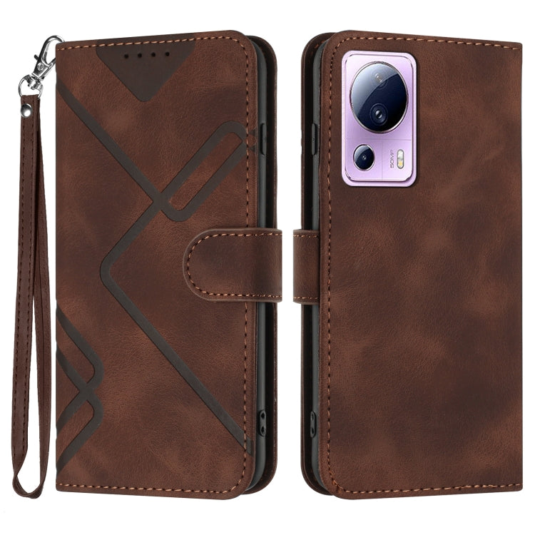 Line Pattern Skin Feel Leather Phone Case, For Xiaomi 13, For Xiaomi Redmi A1+, For Xiaomi Civi 2, For Xiaomi Redmi K50 Ultra/12T/12T Pro
