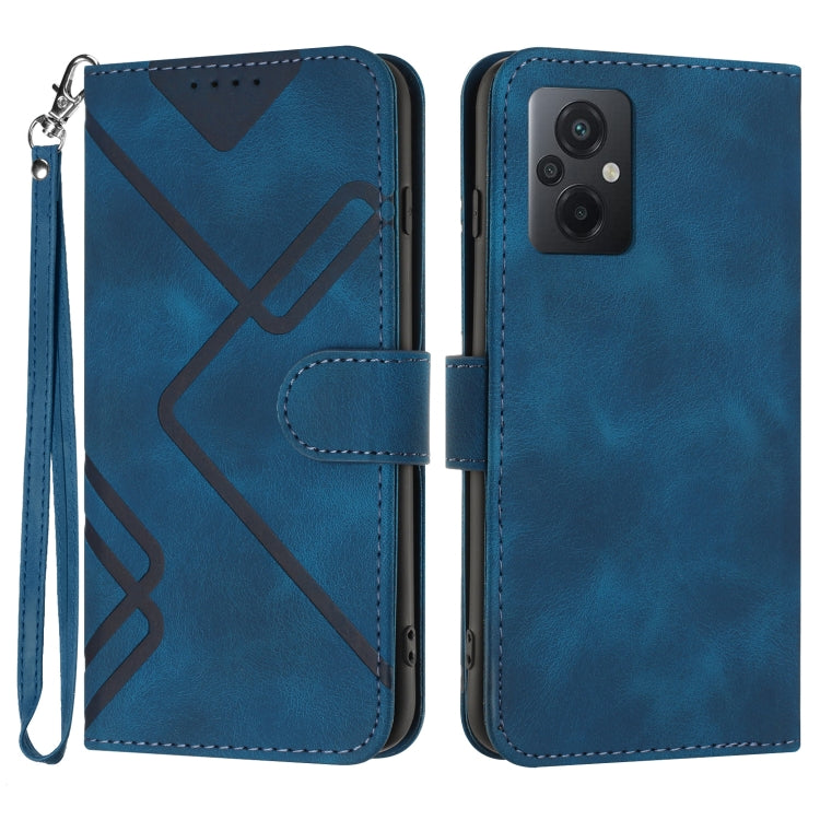 Line Pattern Skin Feel Leather Phone Case, For Xiaomi Poco M5, For Xiaomi Poco M5s 4G Global, For Xiaomi Redmi Note 11 Pro 4G/5G Global, For Xiaomi Redmi Note 11SE 4G India