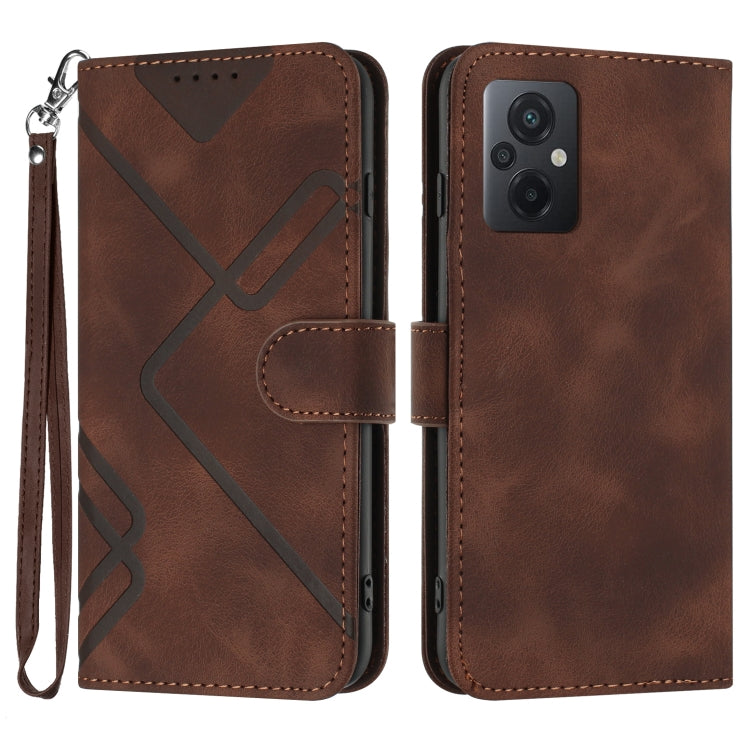 Line Pattern Skin Feel Leather Phone Case, For Xiaomi Poco M5, For Xiaomi Poco M5s 4G Global, For Xiaomi Redmi Note 11 Pro 4G/5G Global, For Xiaomi Redmi Note 11SE 4G India