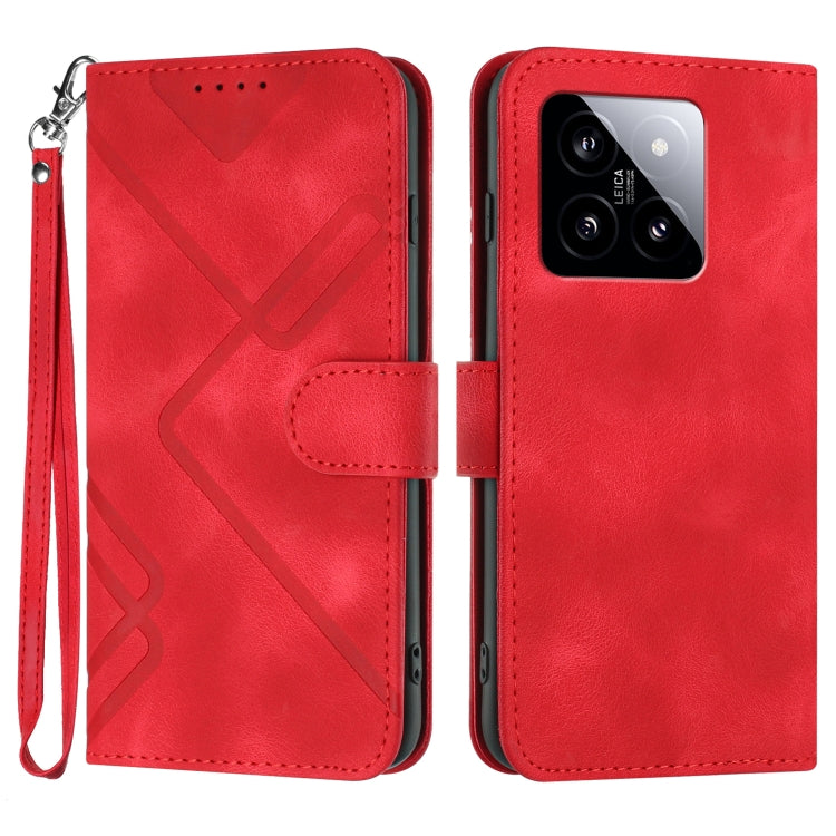 Line Pattern Skin Feel Leather Phone Case, For Xiaomi 14 Pro, For Xiaomi 14, For Xiaomi Redmi K70, For Xiaomi Redmi Note 12 Pro 4G/5G Global