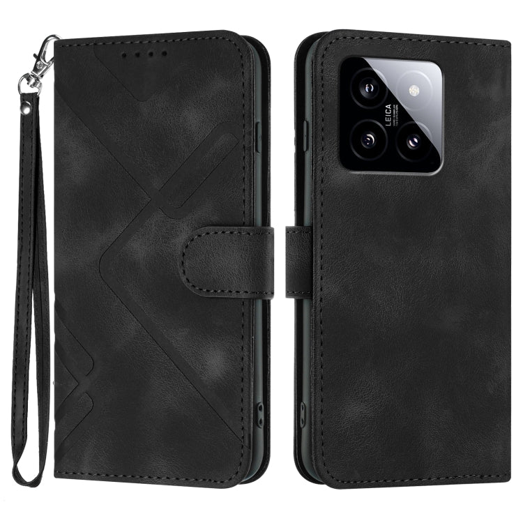Line Pattern Skin Feel Leather Phone Case, For Xiaomi 14 Pro, For Xiaomi 14, For Xiaomi Redmi K70, For Xiaomi Redmi Note 12 Pro 4G/5G Global