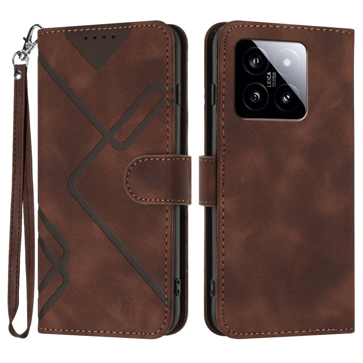 Line Pattern Skin Feel Leather Phone Case, For Xiaomi 14 Pro, For Xiaomi 14, For Xiaomi Redmi K70, For Xiaomi Redmi Note 12 Pro 4G/5G Global