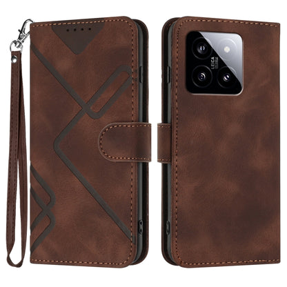 Line Pattern Skin Feel Leather Phone Case, For Xiaomi 14 Pro, For Xiaomi 14, For Xiaomi Redmi K70, For Xiaomi Redmi Note 12 Pro 4G/5G Global